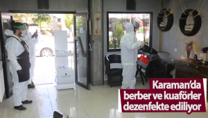 Karaman'da Berber ve Kuaförler Dezenfekte Ediliyor
