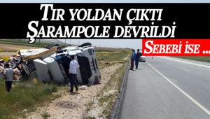 Karaman'da Tır Yoldan Çıktı, Şarampole Devrildi!