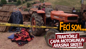 Feci Son! Traktörle Çapa Motorunun Arasına Sıkıştı!