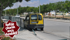 Karaman'da Kazaya Karışan Sürücü Refüje Çarparak Durabildi!