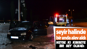 Karaman'da Seyir Halindeki Otomobil Yandı!