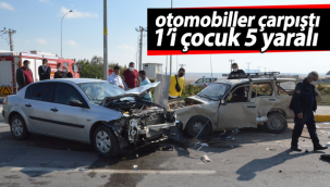 Karaman'da Otomobiller Çarpıştı : 1'i Çocuk 5 Kişi Yaralandı