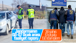Jandarmanın 02-07 Ocak Arası Faaliyet Raporu