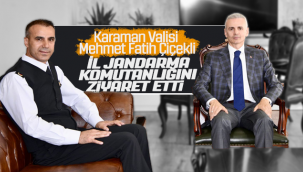 Karaman Valisi Çiçekli İl Jandarma Komutanlığını Ziyaret Etti