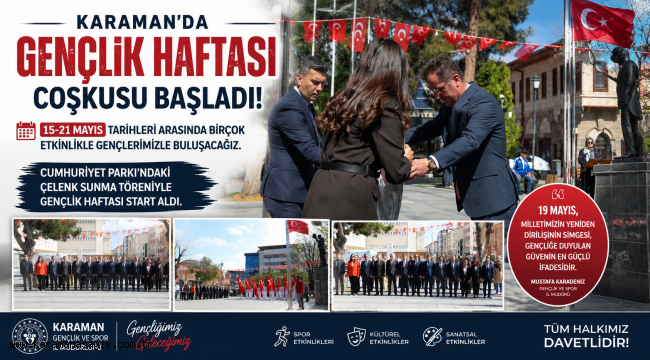 Karaman'da Gençlik Haftası Cumhuriyet Parkı'nda Düzenlenen Törenle Başladı