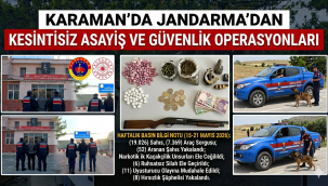 Karaman İl Jandarma Komutanlığından Başarılı Asayiş Operasyonları