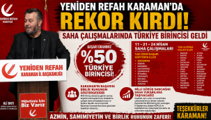 Yeniden Refah Karaman'da Rekor Kırdı: Saha Çalışmalarında Türkiye Birinciliği Geldi