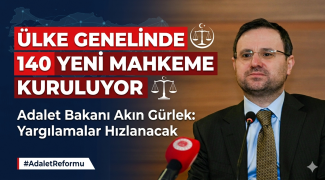Adalet Bakanı Akın Gürlek Duyurdu: Ülke Genelinde 140 Yeni Mahkeme Kuruluyor