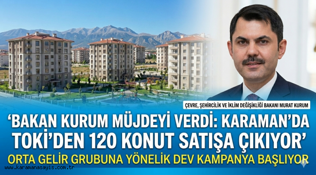 Karaman'a Müjde: Bakan Kurum Açıkladı, TOKİ'den Kurasız Şartsız 120 Konut Satışa Çıkıyor