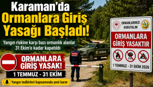 Karaman'da Bazı Ormanlık Alanlara Girişler Yasaklandı