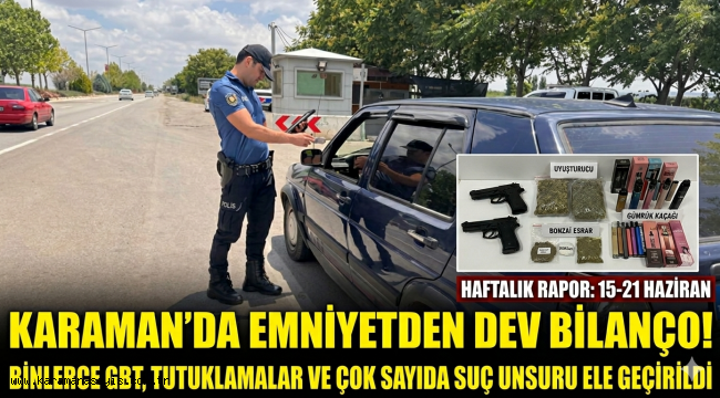 Karaman'da Emniyetten Dev Operasyon Bilançosu: Çok Sayıda Tutuklama ve Suç Unsuru Ele Geçirildi
