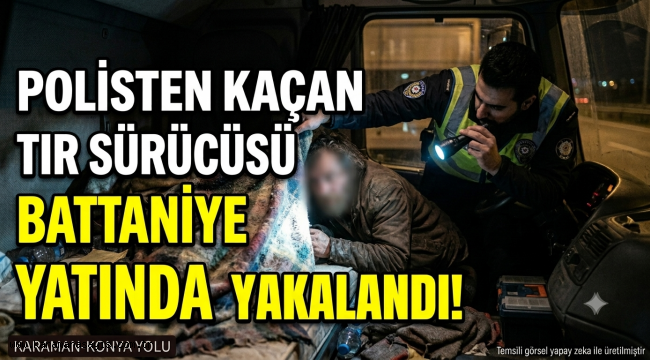 Karaman'da Polisten Kaçan Tır Sürücüsü Battaniye Altında Yakalandı