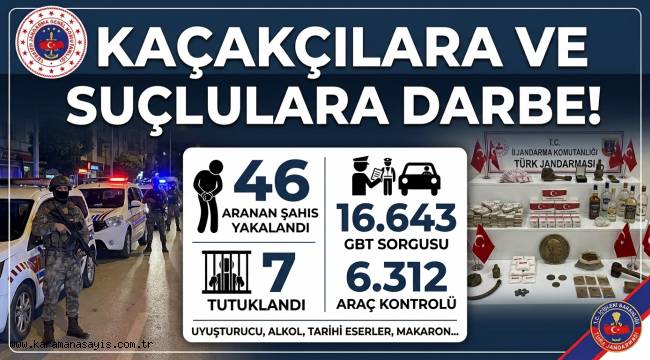 Karaman Jandarması'ndan Kaçakçılara ve Suçlulara Darbe: 46 Yakalama, 7 Tutuklama