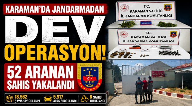 Karaman'da Jandarmadan Dev Operasyon: 52 Aranan Şahıs Yakalandı