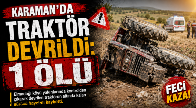 Karaman'da Traktör Devrildi: 1 Ölü