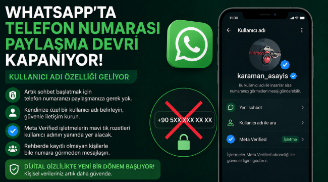 WhatsApp'ta Telefon Numarası Paylaşma Devri Kapanıyor: Kullanıcı Adı Özelliği Geliyor