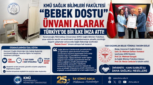 KMÜ Sağlık Bilimleri Fakültesi "Bebek Dostu" Ünvanı Alarak Türkiye'de Bir İlke İmza Attı!