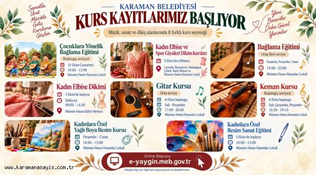 Karaman Belediyesi'nden Her Yaşa Yönelik Ücretsiz Kurs İmkânı