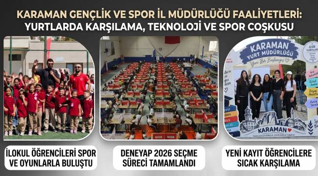 Karaman Gençlik ve Spor İl Müdürlüğü Gençler İçin Çalışmalarını Sürdürüyor: Yurtlarda Sıcak Karşılama, DENEYAP Sınavı ve Çocuk Atletizmi