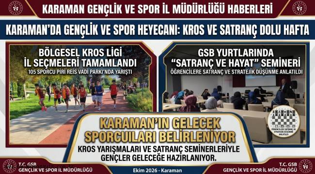 Karaman'da Gençlik ve Spor Rüzgârı: Kros Seçmeleri Tamamlandı, Yurtlarda Satranç Semineri Düzenlendi!