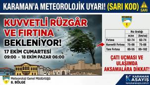Karaman İçin Sarı Kodlu Uyarı: Kuvvetli Rüzgâr ve Fırtına Geliyor