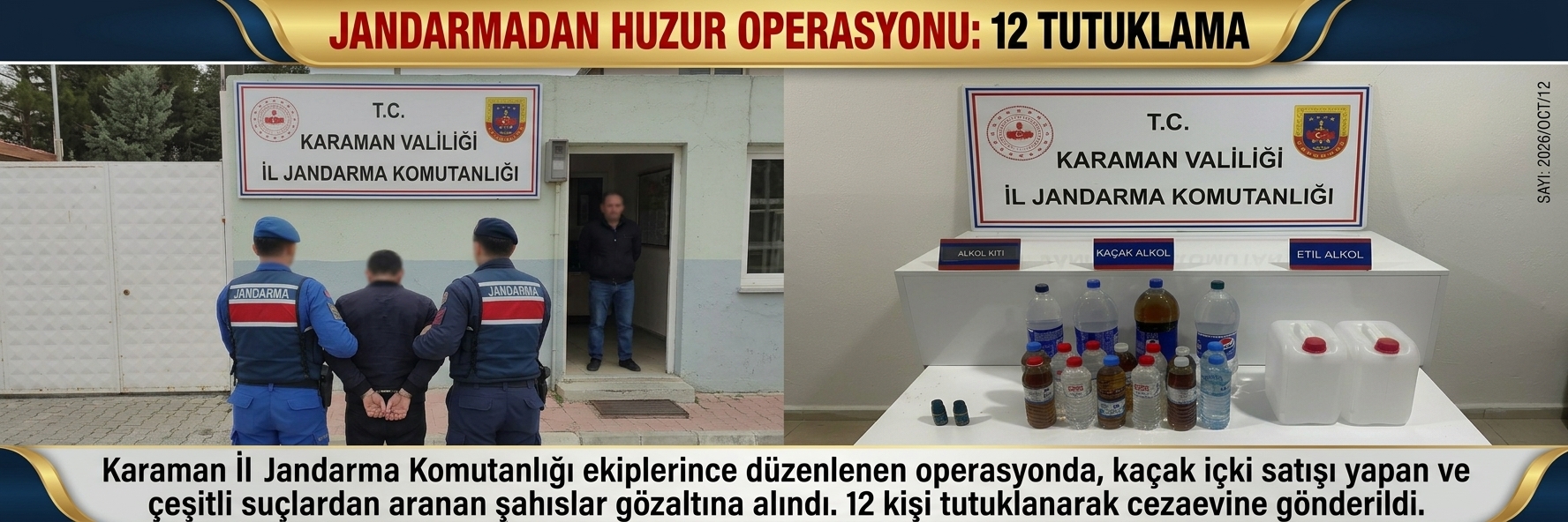 Karaman Jandarmasından Kapsamlı Asayiş Operasyonu: 54 Yakalama, 12 Tutuklama