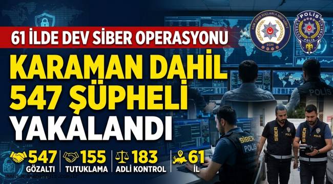 Siber Suçlarla Mücadelede 61 İlde Dev Operasyon: Karaman Dahil 547 Şüpheli Yakalandı